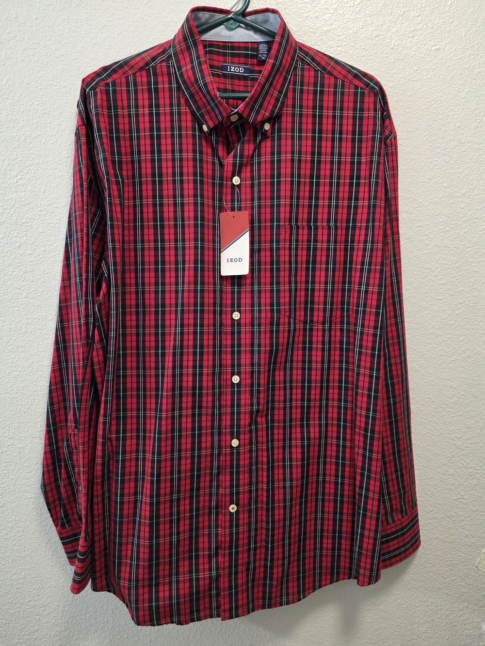 IZOD Men’s Red Plaid Button-Down Shirt